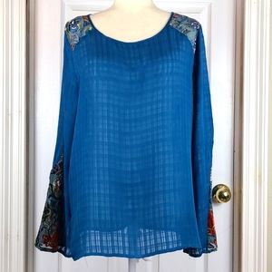 La Threads Velvet and Nylon Flocked Blouse